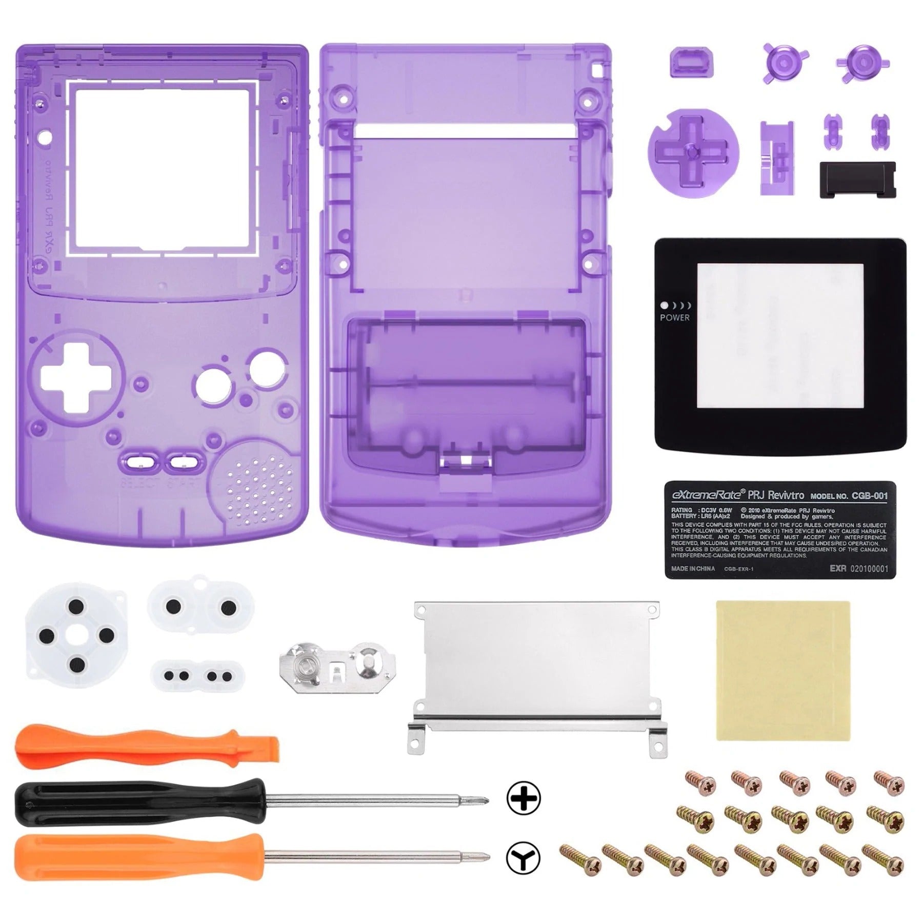 IPS ready shell for Nintendo Game Boy Color custom modified replacement housing kit supports IPS, OSD IPS & Original screens - Semi transparent | eXtremeRate - 1