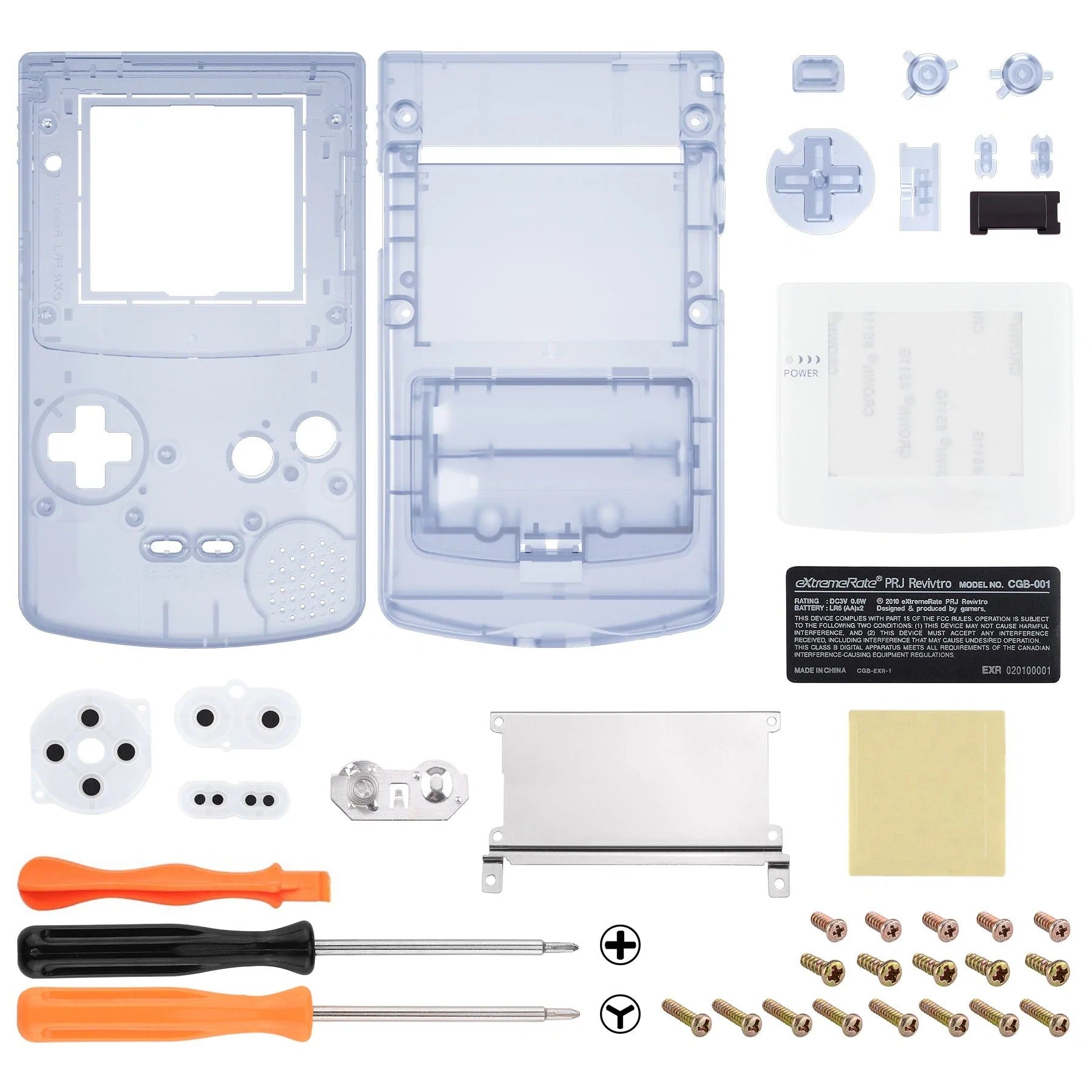 IPS ready shell for Nintendo Game Boy Color custom modified replacement housing kit supports IPS, OSD IPS & Original screens - Semi transparent | eXtremeRate - 2