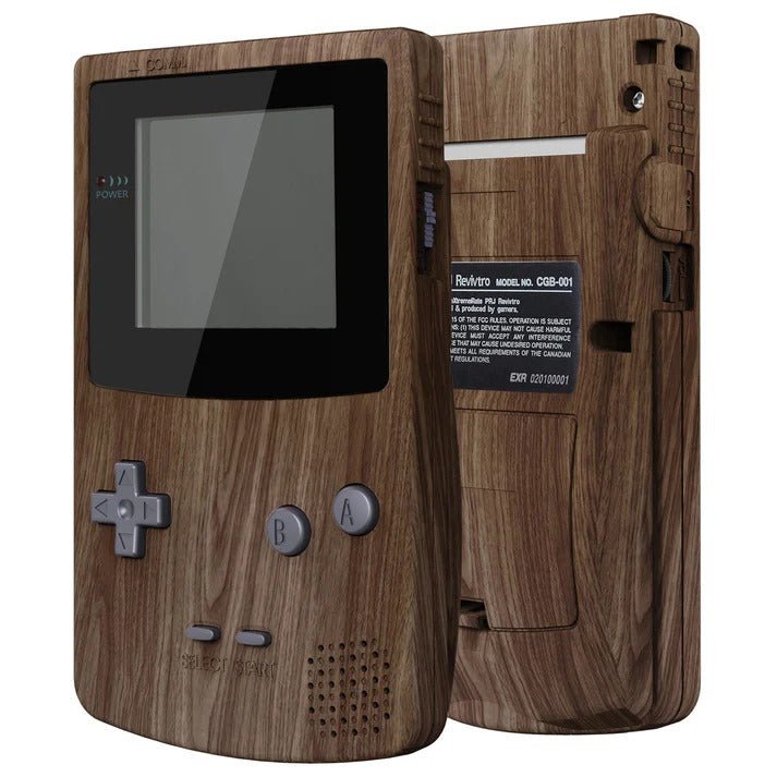 IPS ready shell for Nintendo Game Boy Color custom modified replacement housing kit supports IPS, OSD IPS & Original screens - Wood grain GBC CGB | eXtremeRate - 2