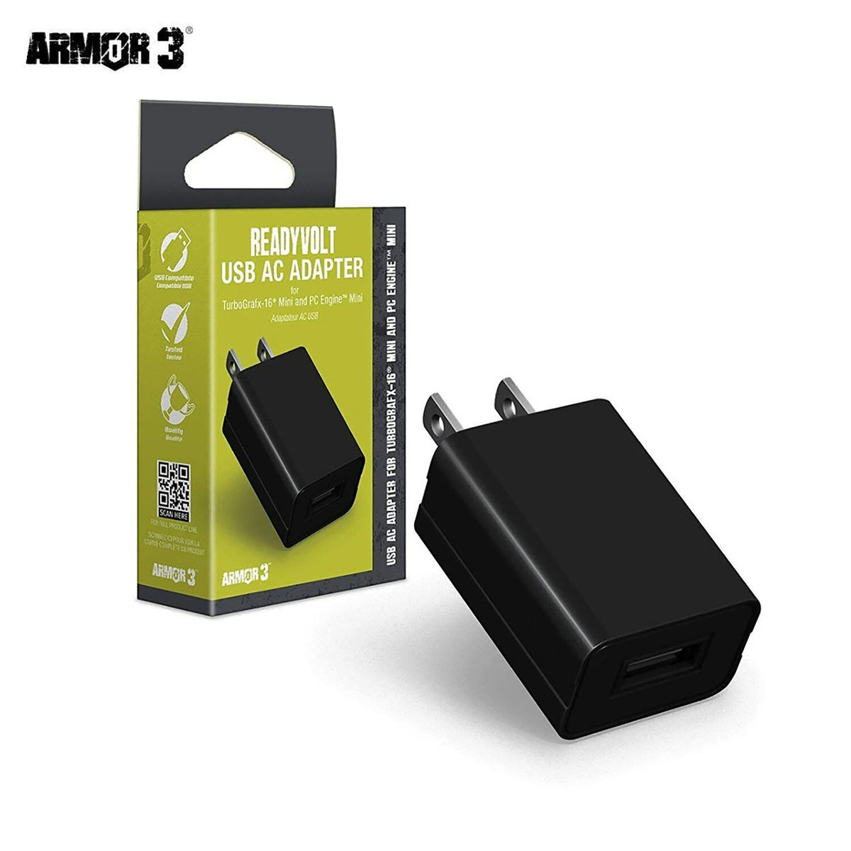ReadyVolt USB AC adapter for TurboGrafx-16 Mini & PC Engine Mini - 5V 1A US plug | Armor3