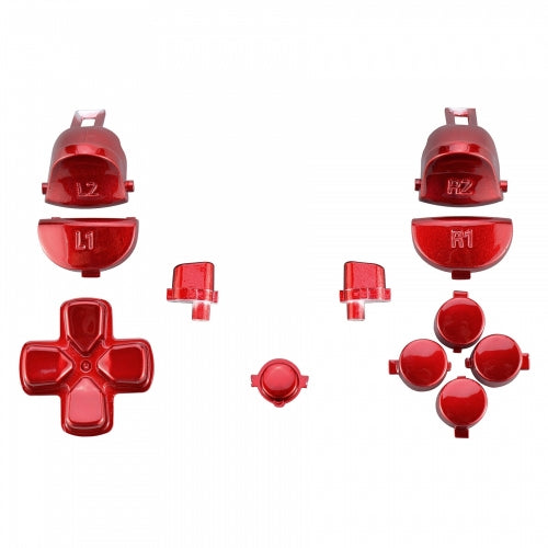 Button set for PS4 Pro controllers Sony JDM-040 mod set trigger, action, d-pad & option / share button set - Chrome Red | ZedLabz