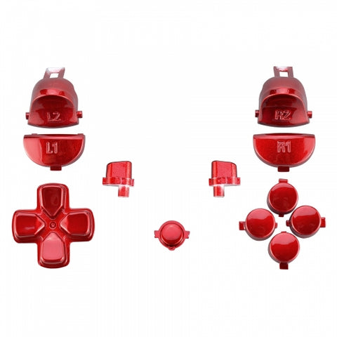 Button set for PS4 Pro controllers Sony JDM-040 mod set trigger, action, d-pad & option / share button set - Chrome Red | ZedLabz