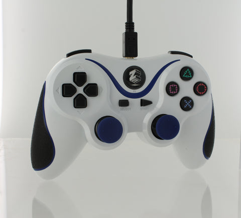 Wired Controller For Sony PS3 With Extra Long 3M Cable - White & Blue | ZedLabz