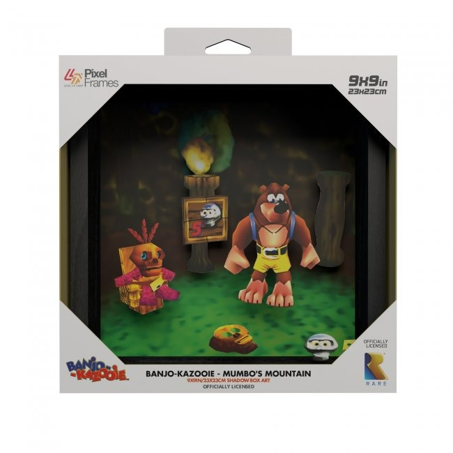 Banjo & Kazooie Mumbo's Mountain (1998) shadow box art officially licensed 9x9 inch (23x23cm) | Pixel Frames