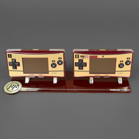 Twin display stand for Nintendo Game Boy Micro handheld console acrylic - Famicom special edition - two player | Rose Colored Gaming
