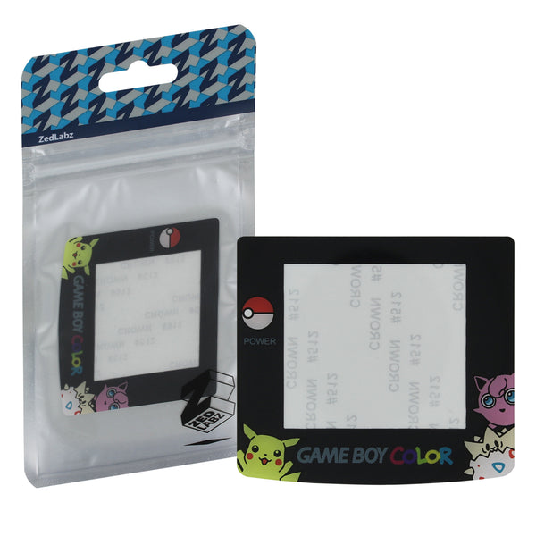 ZedLabz Pokemon edition replacement screen lens plastic cover with Pikachu Jigglypuff Togepi for Nintendo Game Boy Color