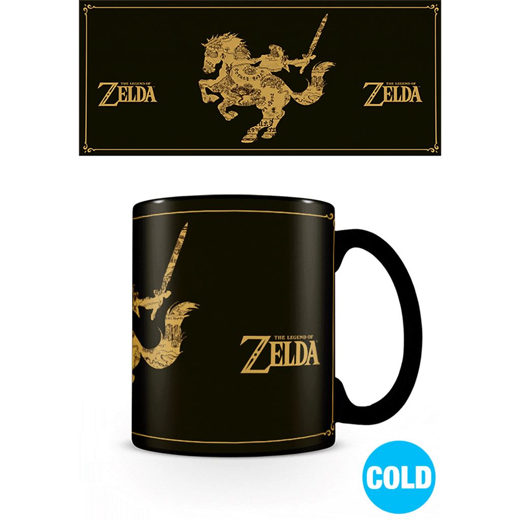 The Legend of Zelda map silhouette official heat change mug 11oz/315ml black ceramic | Pyramid