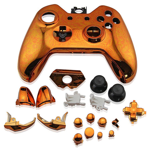 Housing shell for Xbox One controller Microsoft 1st gen 1537 full complete repair kit - Chrome Orange | ZedLabz