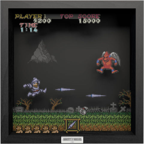 Ghost N' Goblins: The red arremer scene video game (1985) shadow box art officially licensed 9x9 inch (23x23cm) | Pixel Frames