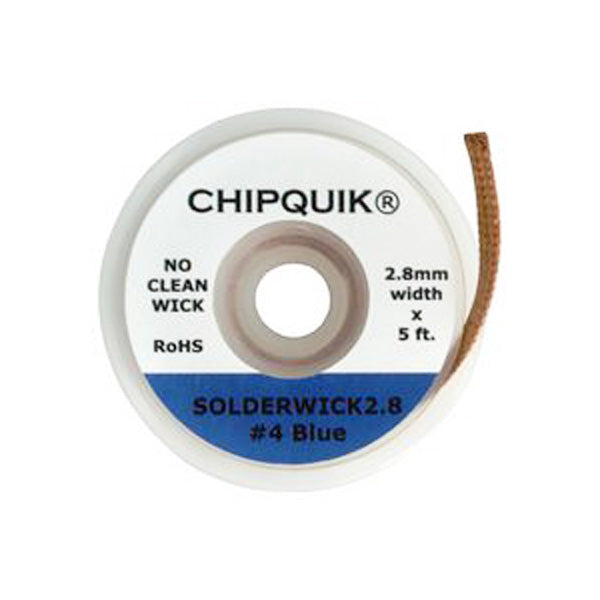 Desoldering braid solder wick no clean 2.8mm x 5ft - #4 Blue | Chip Quik