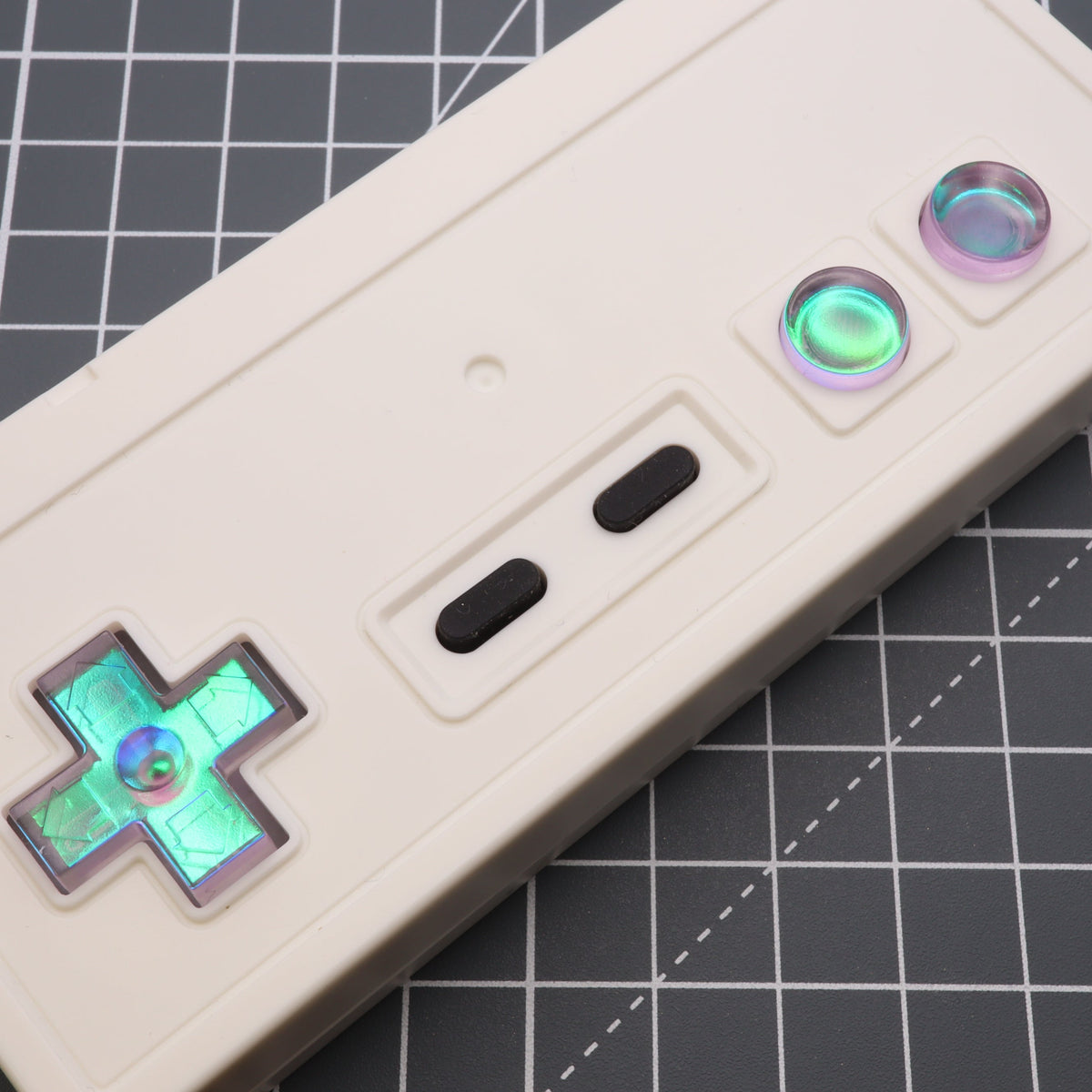 Hand cast custom resin buttons for Nintendo NES controller NES-004 (also fits Game Boy DMG-01) - Cool Opal | Lab Fifteen Co