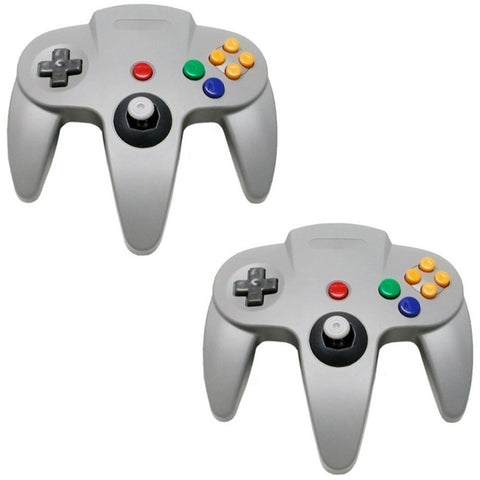 ZedLabz wired controller for Nintendo 64 - 2 pack - retro N64 gamepad grey