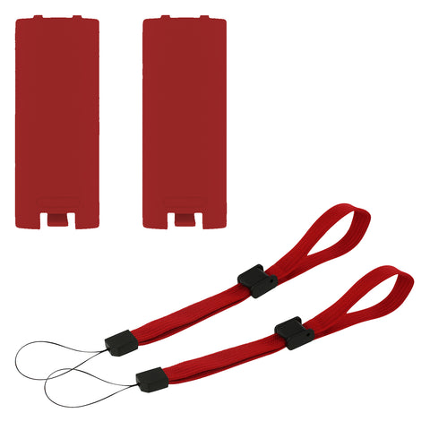 Battery Cover & Wrist Strap Kit For Nintendo Wii Remote Controller - 4 In 1 Pack Red | ZedLabz