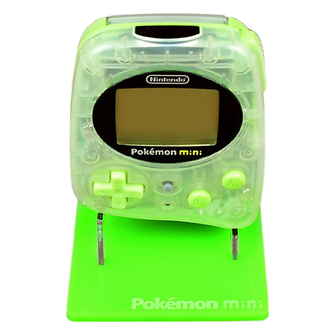 Display stand for Nintendo Pokemon Mini handheld console - Chikorita Green | Rose Colored Gaming