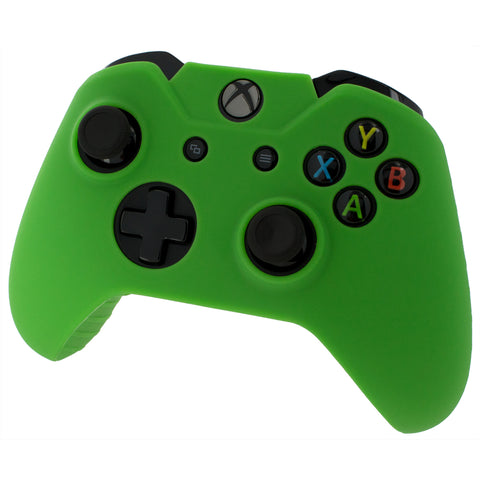 ZedLabz soft silicone rubber skin grip cover for Xbox One controller with ribbed handle - green