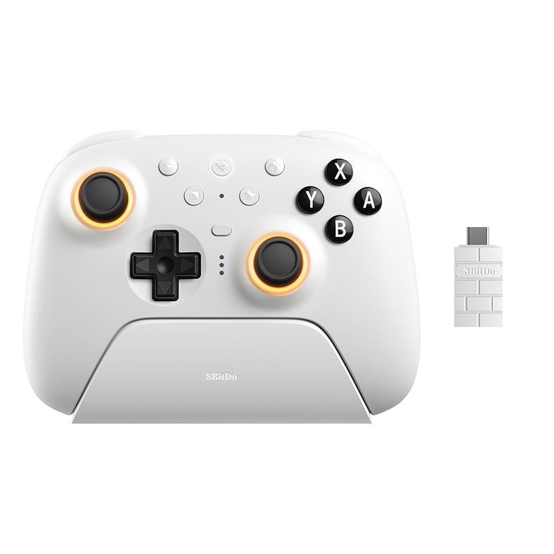 Ultimate 2 Bluetooth controller with TMR sticks & charging dock for Switch, Switch 2 & Windows - White | 8BitDo