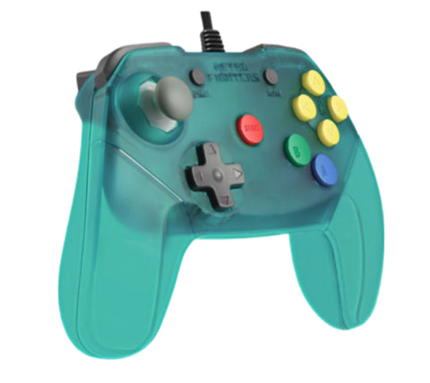 Brawler64 V2 wired Controller gamepad for Nintendo 64 [N64] - Clear Blue | Retro Fighters
