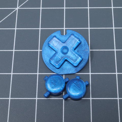 Hand cast custom resin buttons for Nintendo Game Boy Color - Candy Blue Berry | Lab Fifteen Co