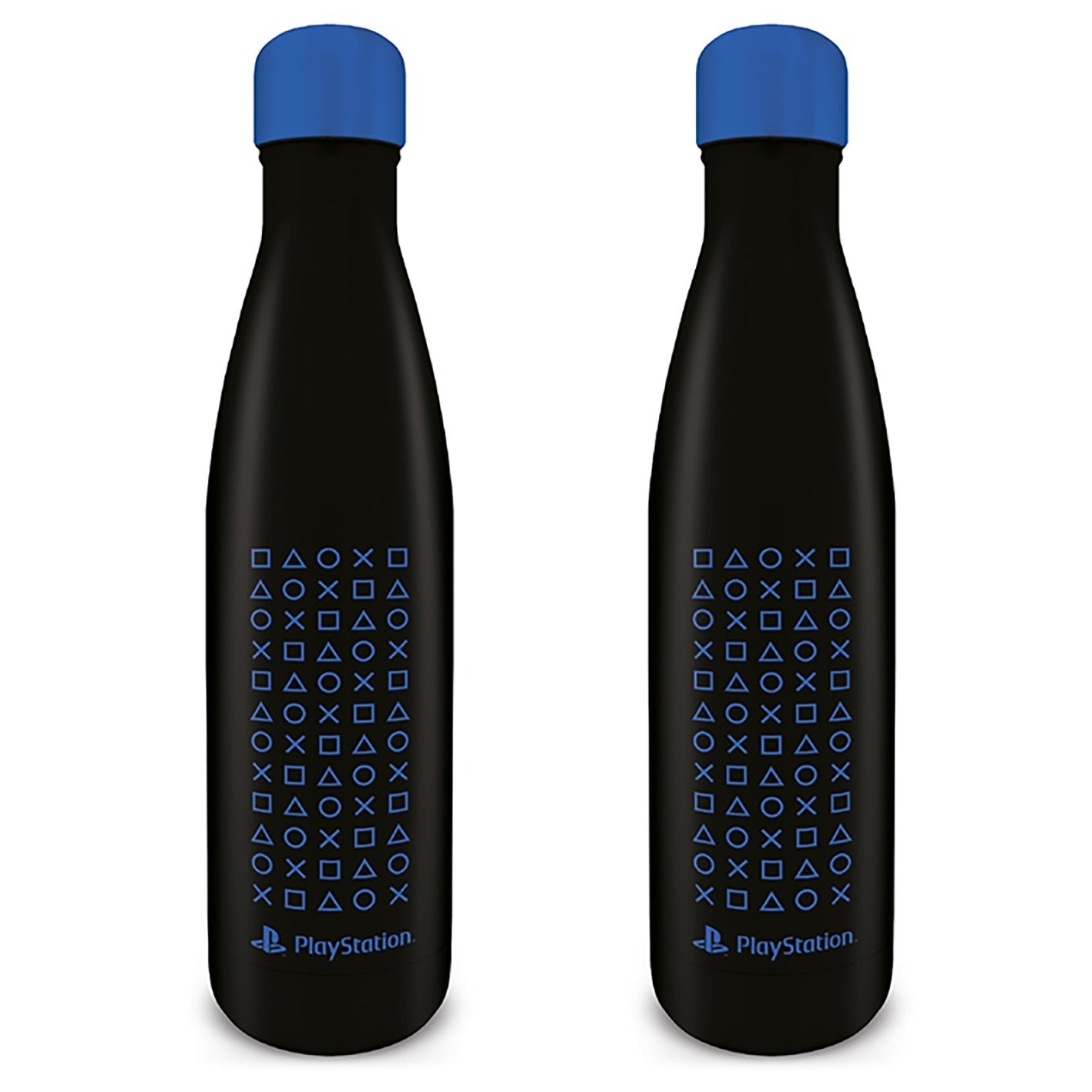 PlayStation symbols pattern 540ml/ 19oz double walled metal drinks bottle - black | Pyramid