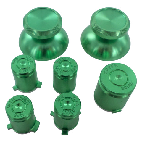 Replacement Metal Thumbsticks & Bullet Buttons Set For Xbox 360 Controllers - Green | ZedLabz