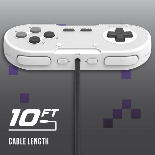 Legacy16 wired USB Snes style controller gamepad for Nintendo Switch, PC, Mac & USB devices - White | Retro - Bit - 6