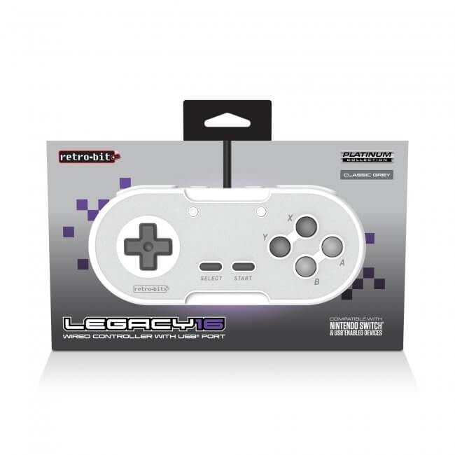 Legacy16 wired USB Snes style controller gamepad for Nintendo Switch, PC, Mac & USB devices - White | Retro - Bit - 11