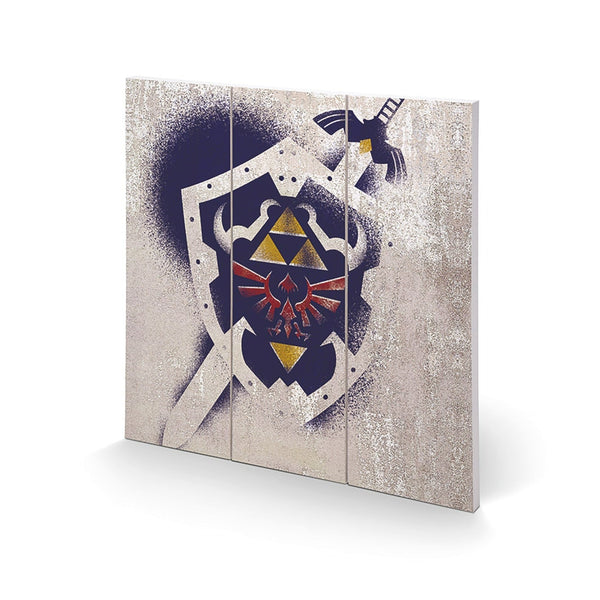 Legend of Zelda Hylian shield 30 x 30cm Square Wood Panel Print wall art officially licensed | Pyramid - 1