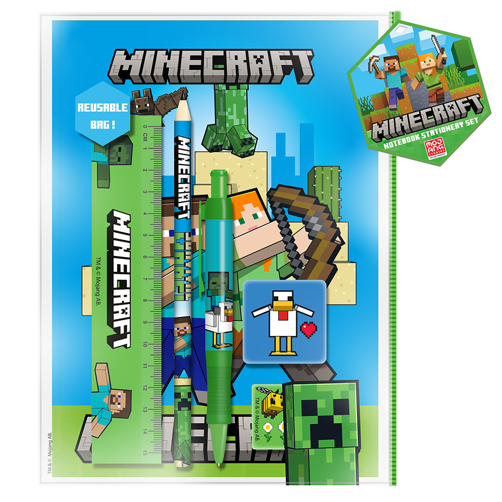Minecraft characters A5 bumper school stationery set officially licensed | Pyramid