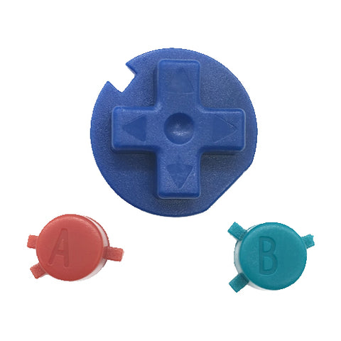 Replacement button set A B D-Pad power switch mod for Nintendo Game Boy Color - blue red & green | ZedLabz