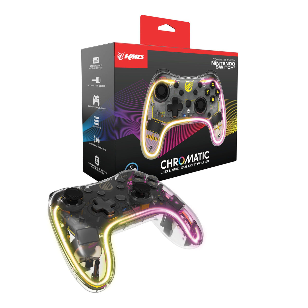 Chromatic LED wireless controller for Nintendo Switch & USB devices | KMD