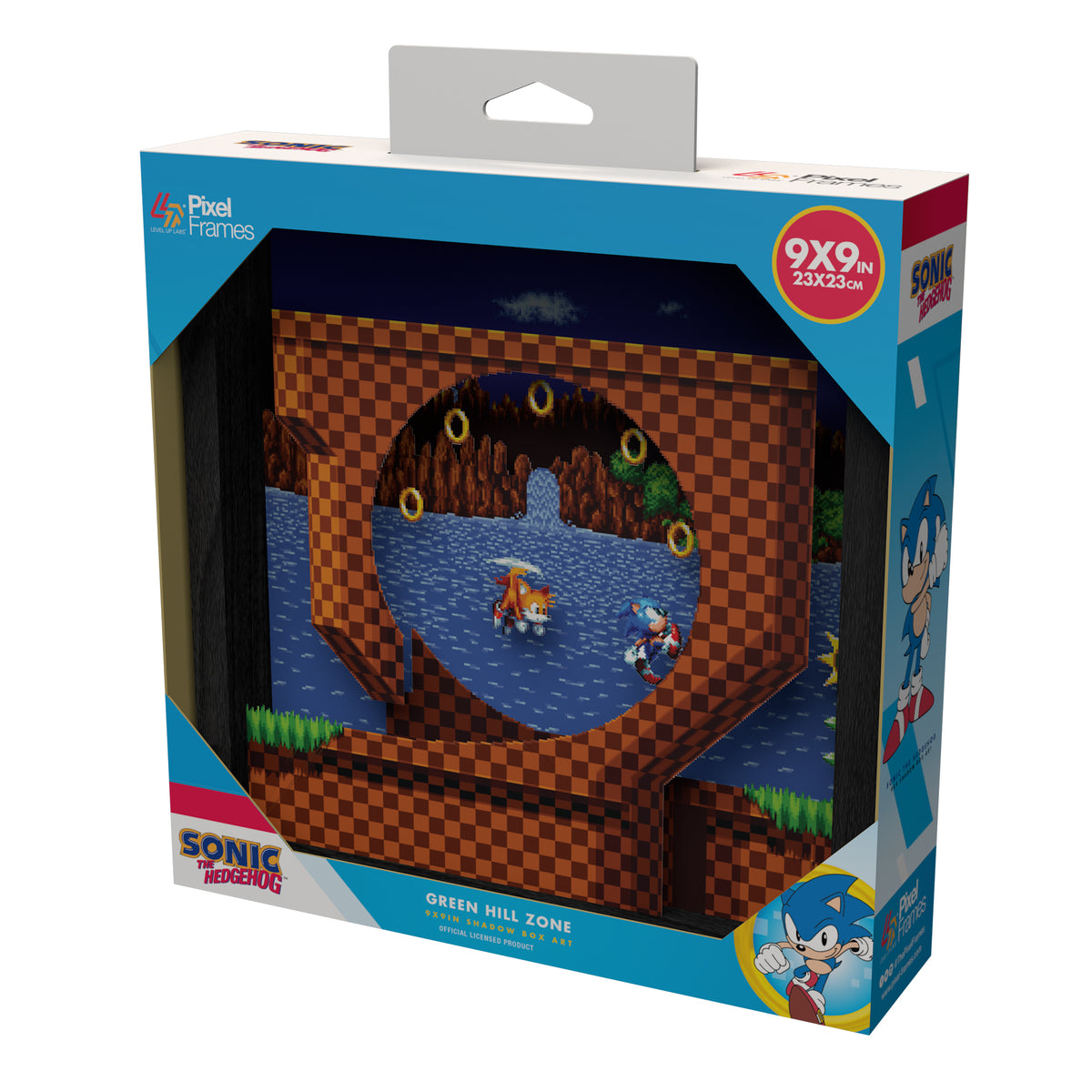 Sonic Mania Green Hill Zone shadow box officially licensed 9x9 inch (23x23cm) | Pixel Frames