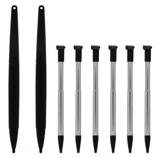 Metal Extendable Standard & XL Stylus Pen Set For 2015 Nintendo NEW 2DS XL - 8 Pack Black | ZedLabz