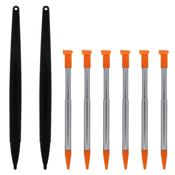 Metal Extendable Standard & XL Stylus Pen Set For 2015 Nintendo NEW 2DS XL - 8 Pack Orange | ZedLabz