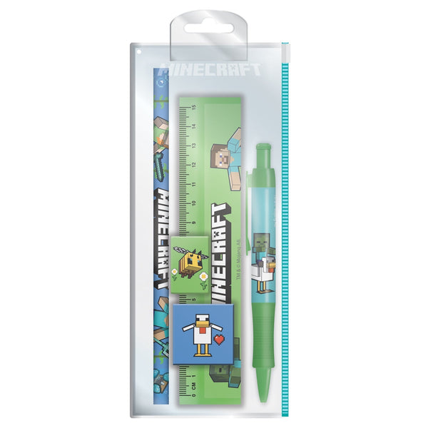 Minecraft characters 5 piece school stationery set officially licensed | Pyramid