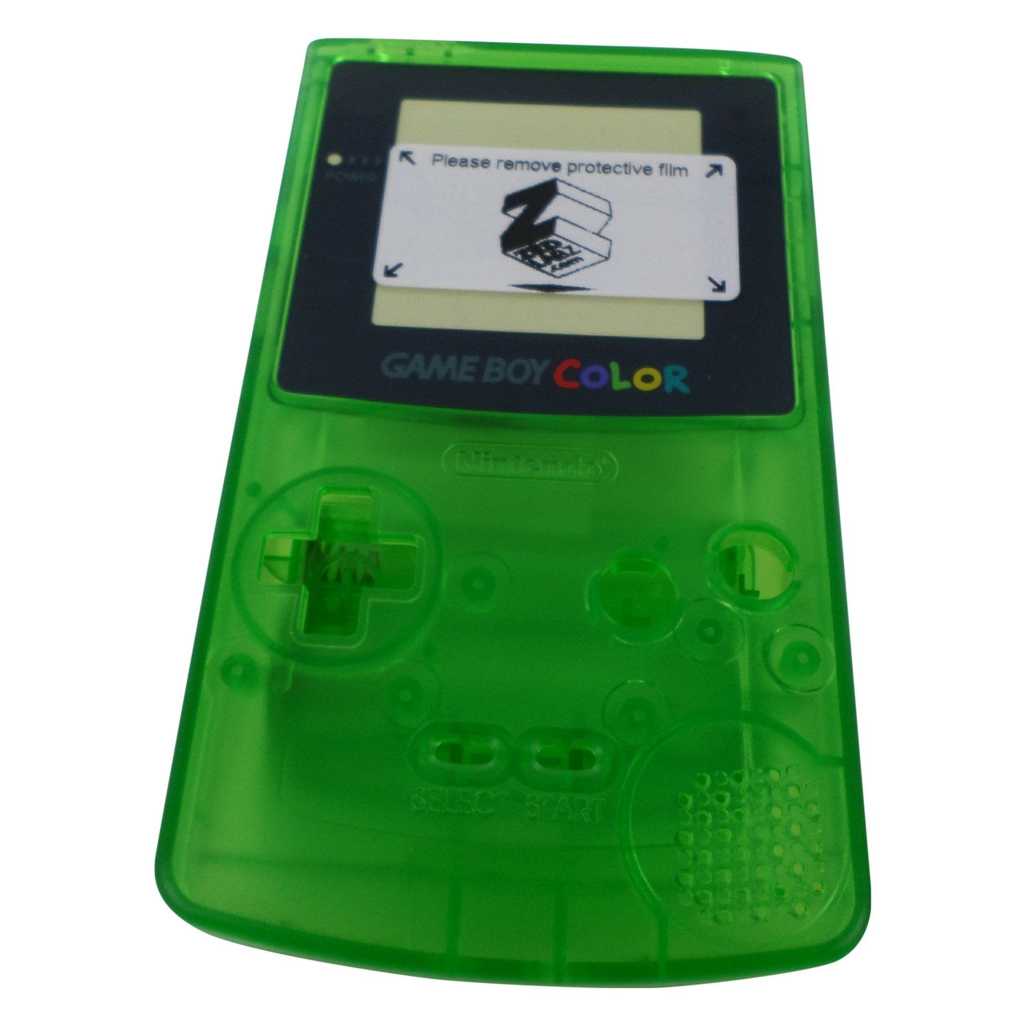 Modified complete housing shell for IPS LCD screen Nintendo Game Boy Color console replacement - Clear Green | ZedLabz - 1