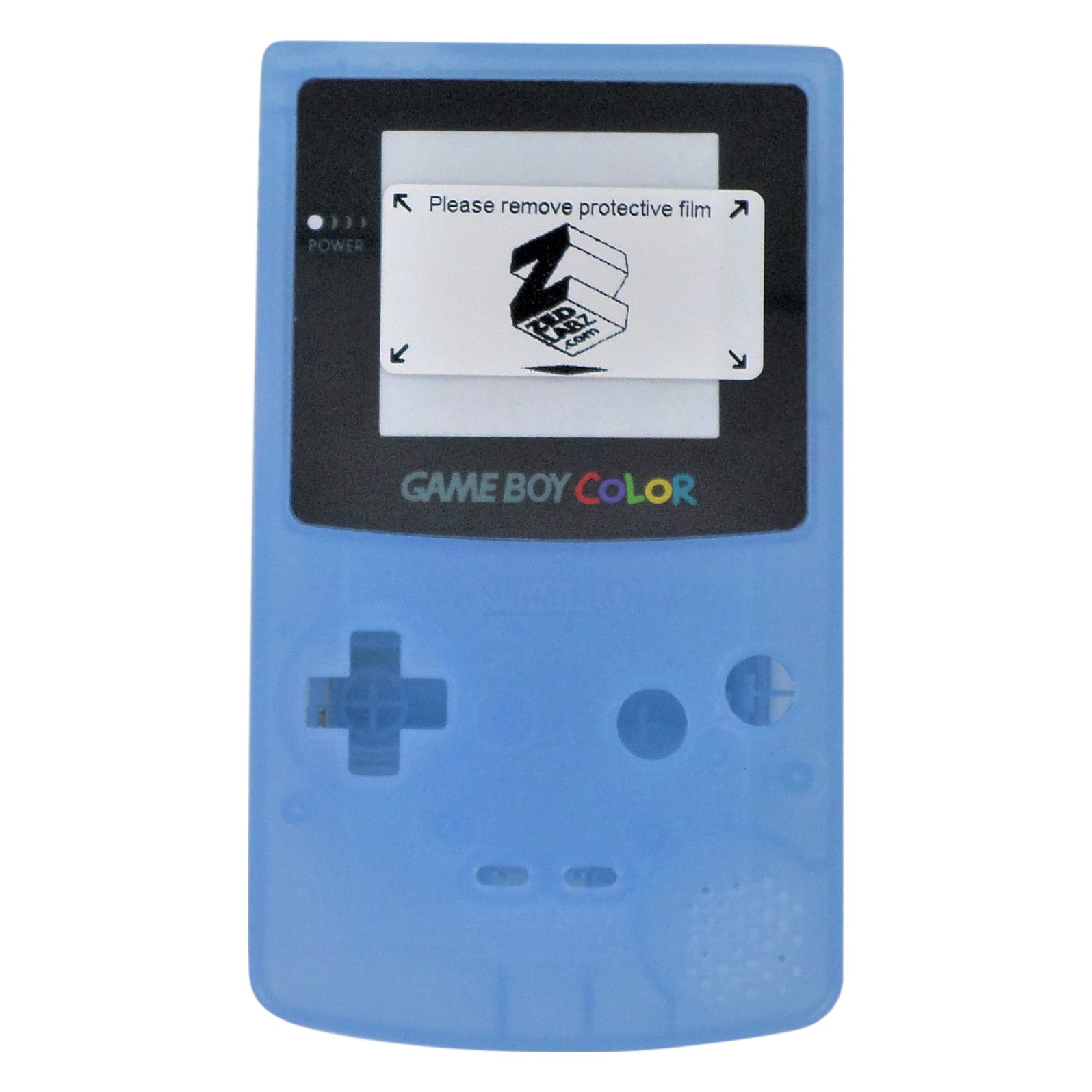 Modified complete housing shell for IPS LCD screen Nintendo Game Boy Color console replacement - Glow in the dark Blue | ZedLabz - 1