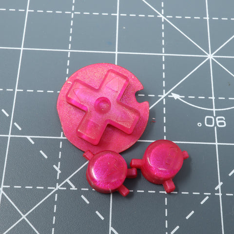 Hand cast custom resin buttons for Nintendo Game Boy Color - Candy Raspberry | Lab Fifteen Co