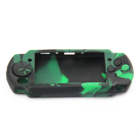 Protective cover for PSP 3000 Sony console silicone skin rubber case - Green & Black Camo | ZedLabz
