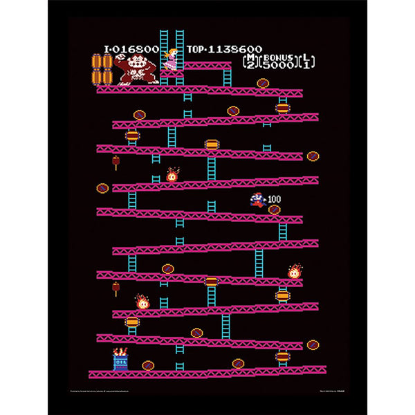 Donkey Kong NES framed collector print 30 x 40cm | Pyramid