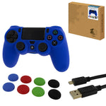 ZedLabz protect & play kit for PS4 inc silicone cover, thumb grips & 3m charging cable - blue