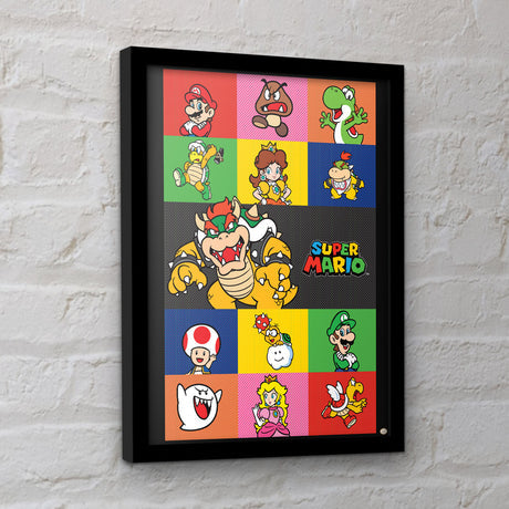 Super Mario characters framed collector print 30 x 40cm | Pyramid