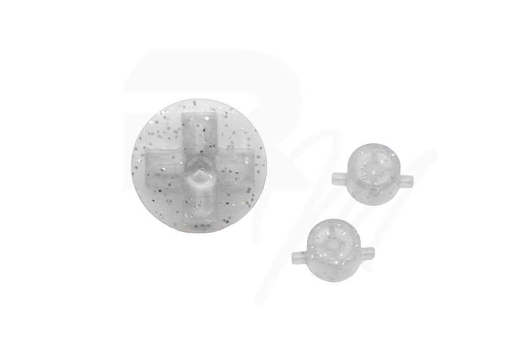 NES Style Button Set For Original Game Boy DMG 01 - Clear Glitter Gray | Retro Modding - 1