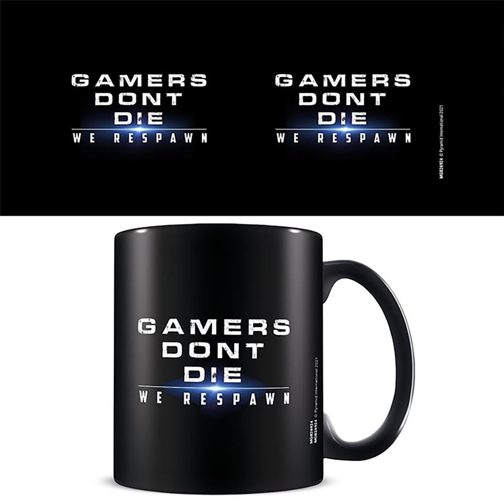 Gamers Don't Die slogan official mug 11oz/315ml black ceramic | Pyramid