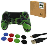 ZedLabz protect & play kit for PS4 inc silicone cover, thumb grips & 3m charging cable - camo green