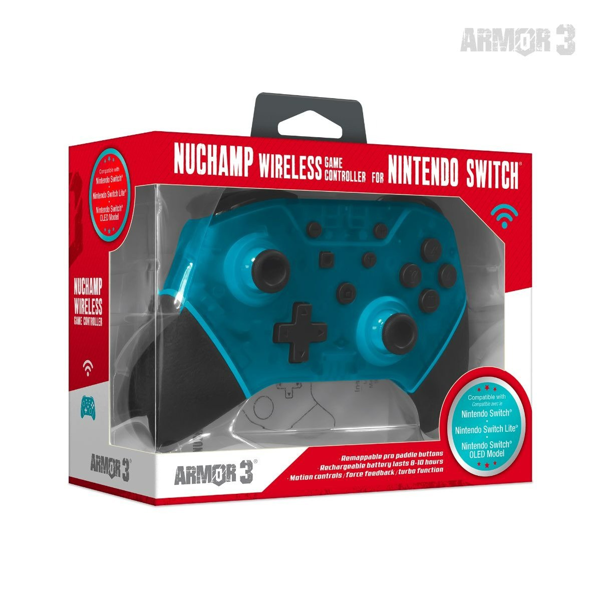 Nuchamp wireless game controller for Nintendo Switch / Lite / OLED console - Turquoise | Armor 3