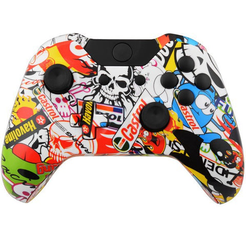 Housing shell for Xbox One controller Microsoft 1st gen 1537 full complete repair kit - hydro dipped Multi Colour Sticker Bomb | ZedLabz