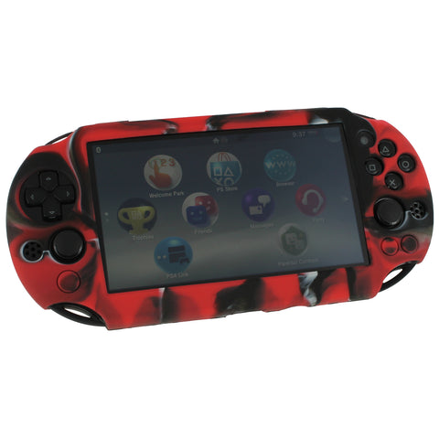 Protective cover for Sony PS Vita 2000 Slim console SC-1 soft silicone skin bumper case - Camo Red | ZedLabz