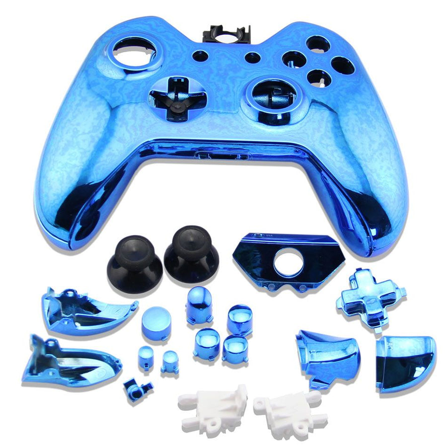 Housing shell for Xbox One controller Microsoft 1st gen 1537 full complete repair kit - Chrome Blue | ZedLabz