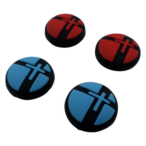 Thumbstick caps for Nintendo Switch Lite & Switch Joy-Con silicone rubber protective grips Smash Bros style - 4 pack Blue & Red | ZedLabz