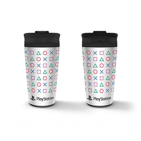 Metal double walled travel mug Playstation shapes officially licensed 16oz/450ml | Pyramid